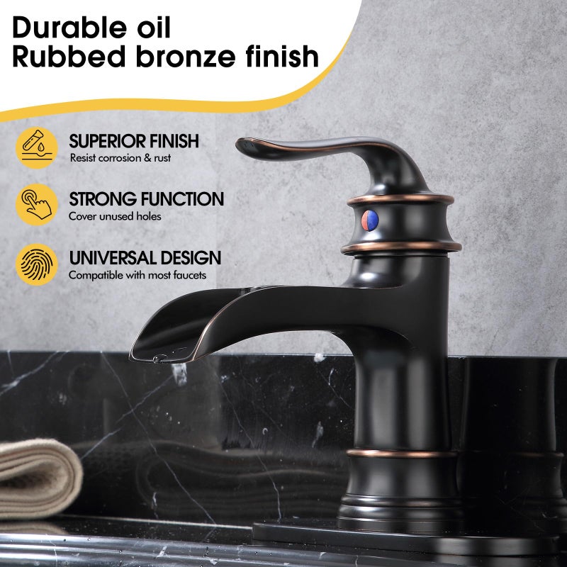 FRANSITON Waterfall Faucet Bathroom Faucet Single Handle One Hole Oil Rubbed Bronze Finish Large Spout Lavatory Faucets Oil Rubbed Bronze - Image 3
